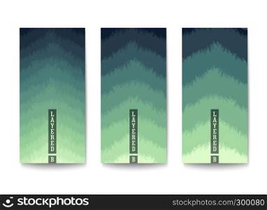 Background with color gradation in muted tones. Overlapping layers with jagged textured edges.. Set of modern backgrounds layered effect