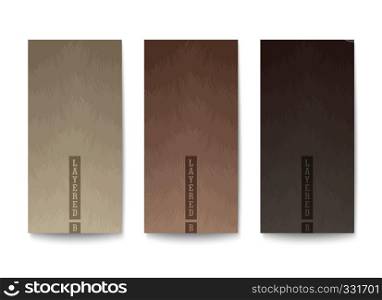 Background with color gradation in muted tones. Overlapping layers with jagged textured edges.. Set of modern backgrounds layered effect