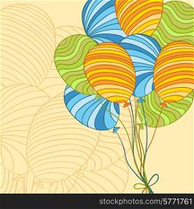 Background with colored hand drawn vector balloons.. Background with colored hand drawn vector balloons