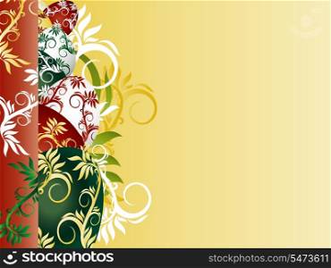 background with colorfui Easter Eggs and floral ornament