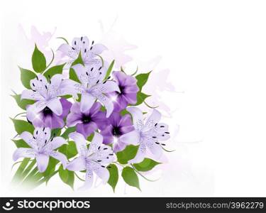 Background With Colorful Beautiful Flowers. Vector illustration
