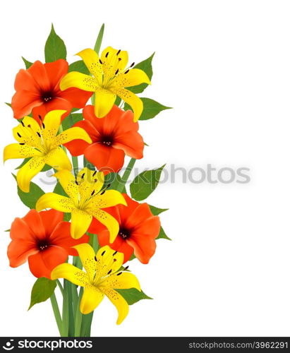 Background with colorful beautiful flowers. Vector illustration