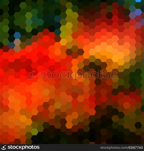 Background with colorful hex grid and blurred picture