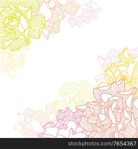 Background with delicate roses. Beautiful decorative stylized summer flowers.. Background with delicate roses.