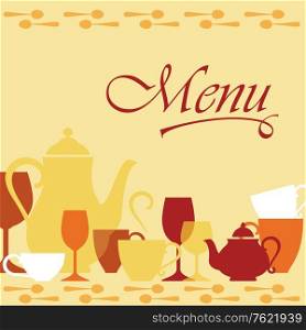 Background with dishware for menu cover design