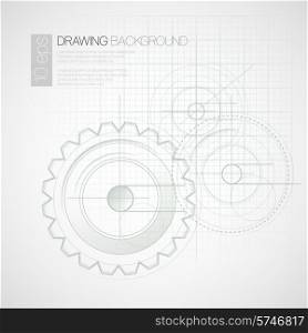 Background with drawing gears. Vector illustration EPS 10. Background with drawing gears. Vector illustration