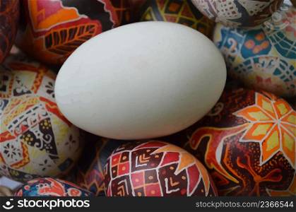 Background with Easter eggs. Colorful beautiful easter eggs. Easter eggs traditional