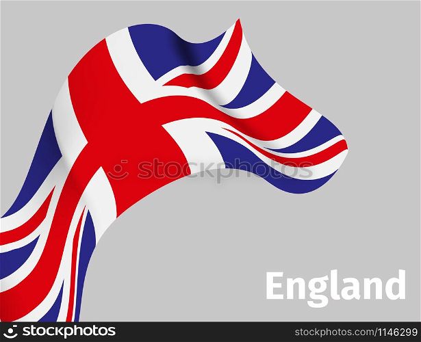 Background with England wavy flag on grey, vector illustration. Background with England wavy flag