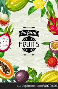 Background with exotic tropical fruits. Illustration of asian plants. Background with exotic tropical fruits. Illustration of asian plants.