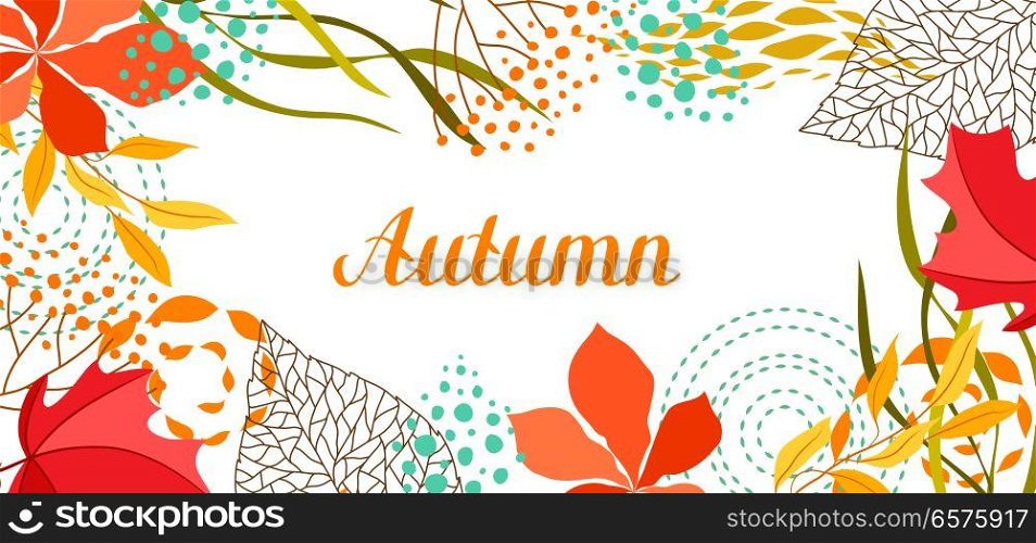 Background with falling leaves. Natural illustration of autumn foliage.. Background with falling leaves.