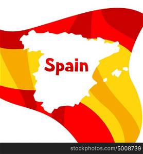 Background with flag and map of Spain. Spanish traditional symbols and objects. Background with flag and map of Spain. Spainish traditional symbols and objects.