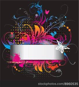 Background with flower ornament on black vector image