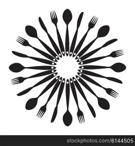 Background with Forks, Spoons end Knifes. Vector Illustration EPS10