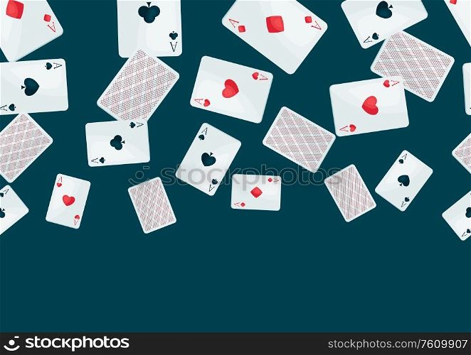 Background with four aces playing cards suit. On-board game or gambling for casino.. Background with four aces playing cards suit.