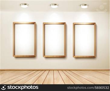 Background with frames and spotlights. Vector.