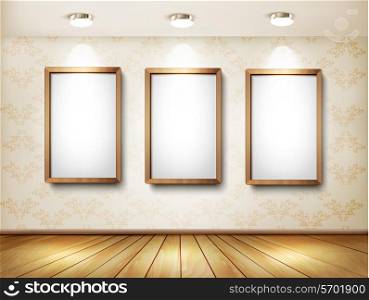 Background with frames and spotlights. Vector.