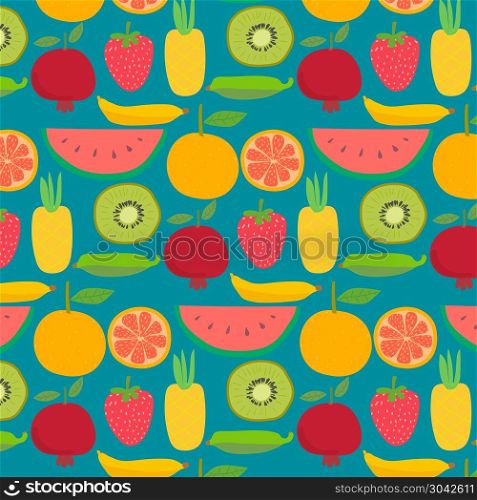 Background With Fruits Pattern. Hand Drawn Vector Illustration.
