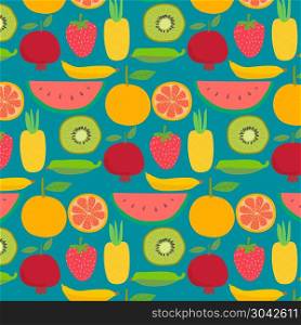 Background With Fruits Pattern. Hand Drawn Vector Illustration.
