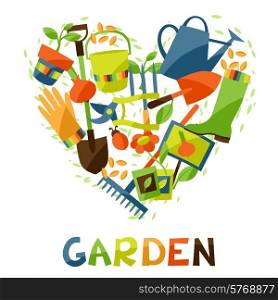 Background with garden design elements and icons.. Background with garden design elements and icons
