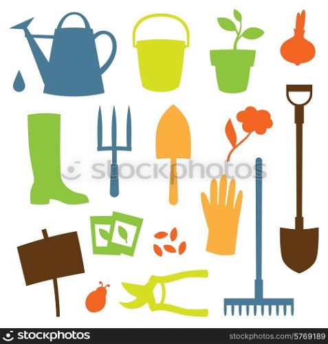 Background with garden design elements and icons.. Background with garden design elements and icons