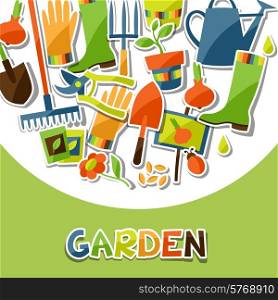 Background with garden sticker design elements and icons.. Background with garden sticker design elements and icons