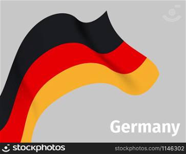 Background with Germany wavy flag on grey, vector illustration. Background with Germany wavy flag