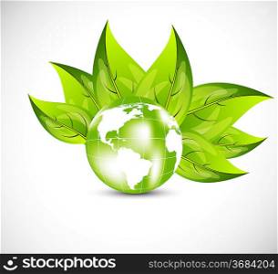 Background with globe and leaves
