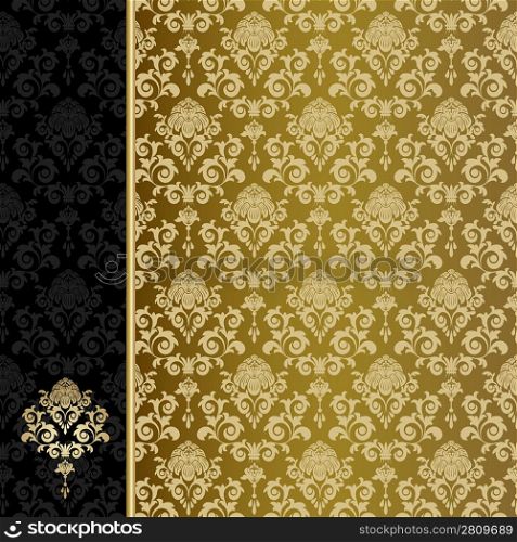 Background with gold flowers and leaves