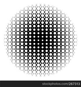 Background with gradient of monochrome hex grid