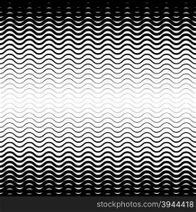 Background with gradient of monochrome wave lines