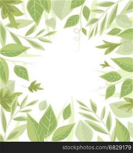 Background with green leaves. Vector illustration background with green leaves. Nature background with place for text