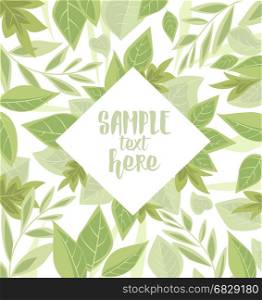 Background with green leaves. Vector illustration background with green leaves. Nature background with place for text
