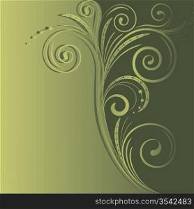 Background with green swirls and abstract leaves