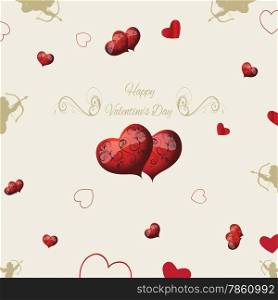 background with hearts and vintage elements. Valentine&#39;s Day. vector illustration