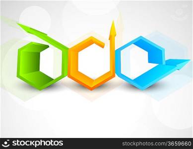 Background with hexagons and arrows