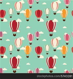 Background with hot air balloons, seamless pattern, vector illustration