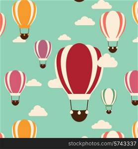 Background with hot air balloons, seamless pattern, vector illustration