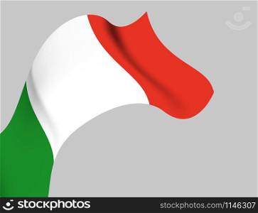 Background with Italy wavy flag on grey, vector illustration. Background with Italy wavy flag