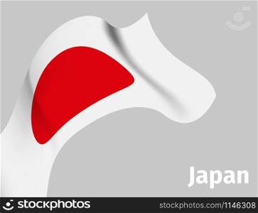 Background with Japan wavy flag on grey, vector illustration. Background with Japan wavy flag