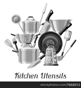 Background with kitchen utensils. Cooking tools for home and restaurant.. Background with kitchen utensils.
