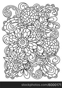 Background with line flowers for adult coloring page printing and drawing. Background with line flowers for adult coloring page printing and drawing.