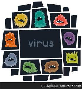 Background with little angry viruses, microbes and monsters.
