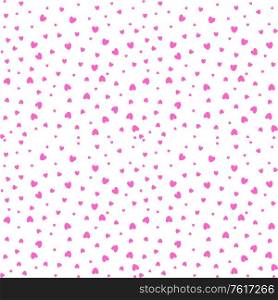 Background with little pink hearts, simple vector design element. Seamless background with hearts