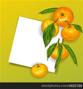Background with mandarins. Tropical fruits and leaves. Background with mandarins. Tropical fruits and leaves.