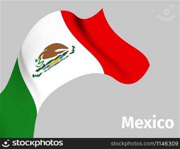 Background with Mexico wavy flag on grey, vector illustration. Background with Mexico wavy flag