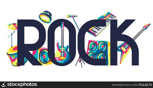 Background with musical instruments. Music party or rock concert illustration.. Background with musical instruments.