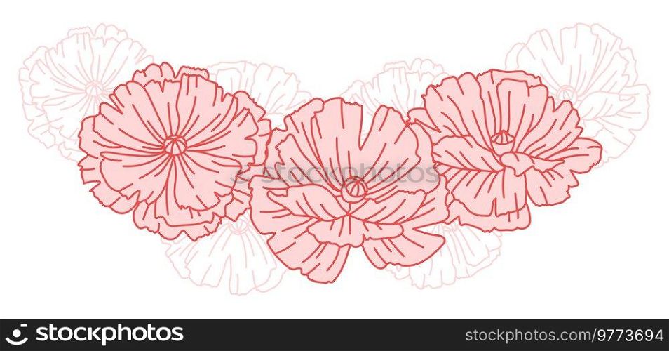 Background with poppy flowers. Beautiful decorative plants. Natural illustration.. Background with poppy flowers. Beautiful decorative plants.