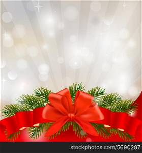 Background with presents and a ribbon. Vector illustration.