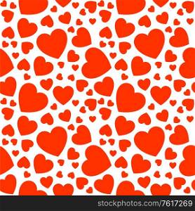 Background with red hearts, simple vector design element. Seamless background with hearts