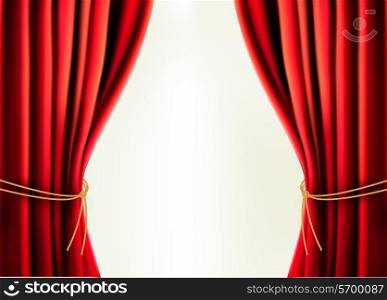 Background with red velvet curtain. Vector illustration.